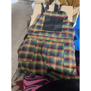Multicolor Plaid Utility Shorts w Straps, Pockets n D-Ring